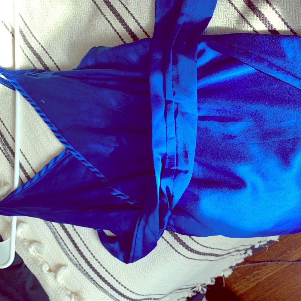 Blue maxi satin dress